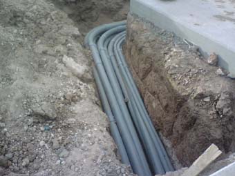 Electrical conduit in a trench at New Mexico job site